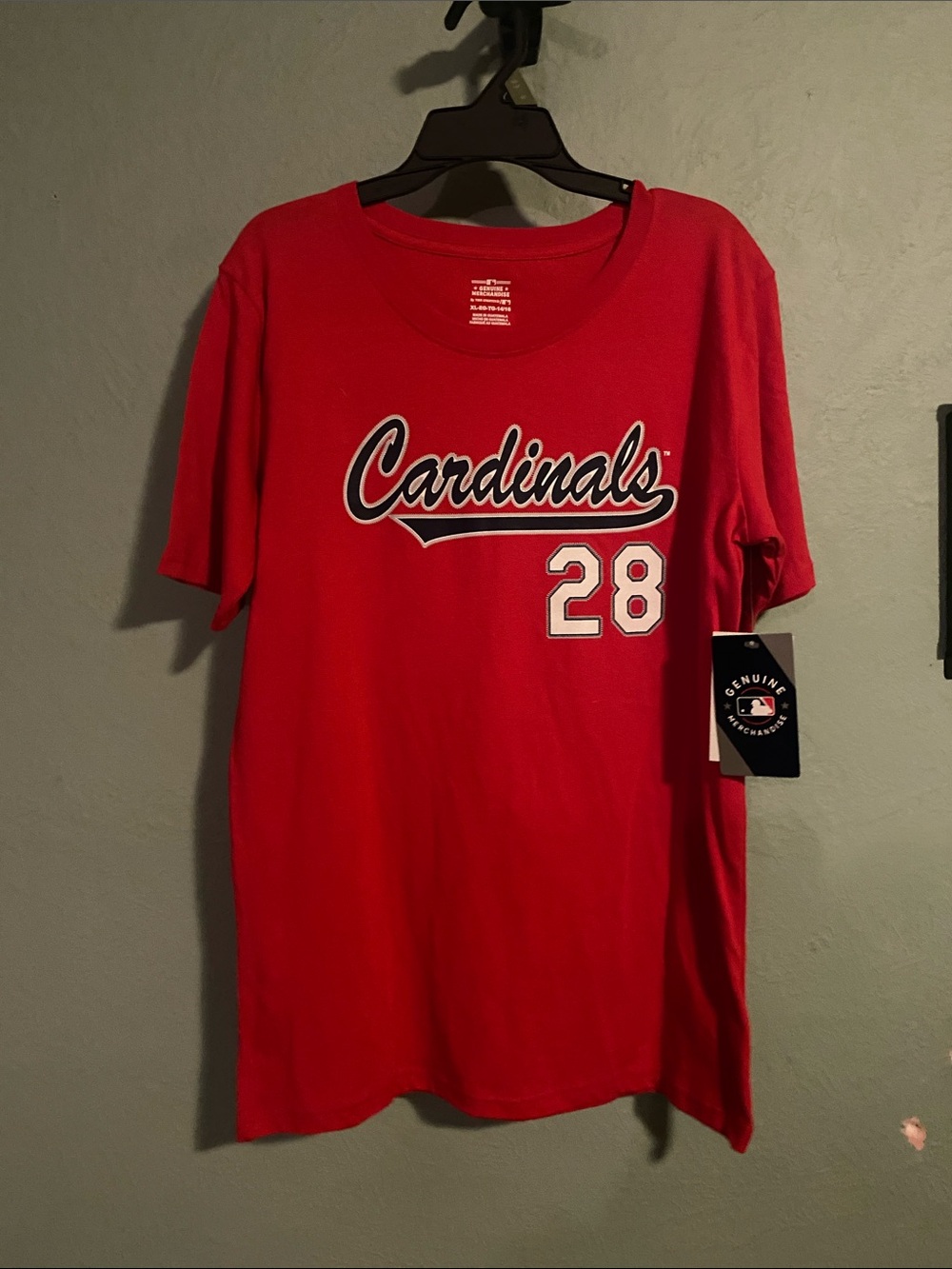 Genuine Merchandise Red and Navy MLB Logo Tag Tee